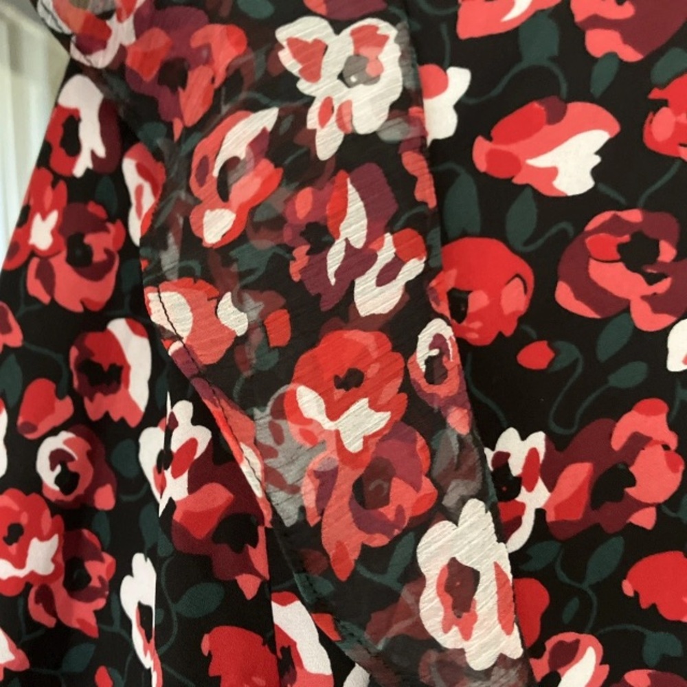 RALPH LAUREN Floral Ruffle Button Long Sleeve Blouse M Career Classic Timeless - Picture 9 of 11